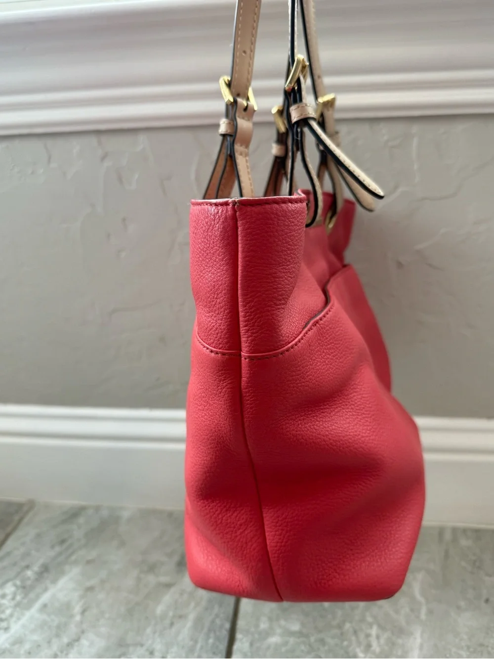 Michael Kors Bedford Coral Pink Pebbled Leather Tote 30H4GBFT6L